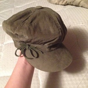 Olive green corduroy hat is being swapped online for free