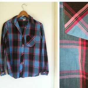 Plaid button up shirt size m  is being swapped online for free