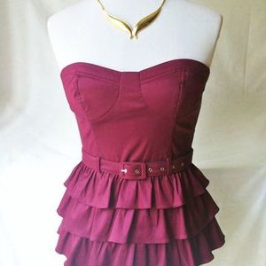 Maroon Belted Ruffle Bustier Size Small is being swapped online for free