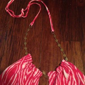 Express xs halter top fuschia pink white is being swapped online for free