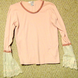 Pink Top w/ lacey & flair long sleeves is being swapped online for free