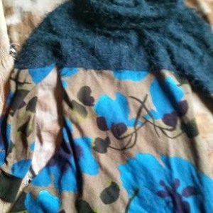 Fuzzy Unique Teal Fancy Sweater Small is being swapped online for free