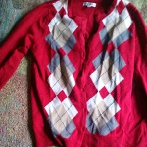 Red Argyle Cardigan by Croft & Barrow S is being swapped online for free