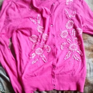 Hot Pink Sequins Gorgeous Cardigan Small is being swapped online for free