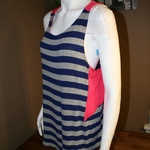 Tresics Striped Navy/Coral Accent Tunic Tank Size L is being swapped online for free