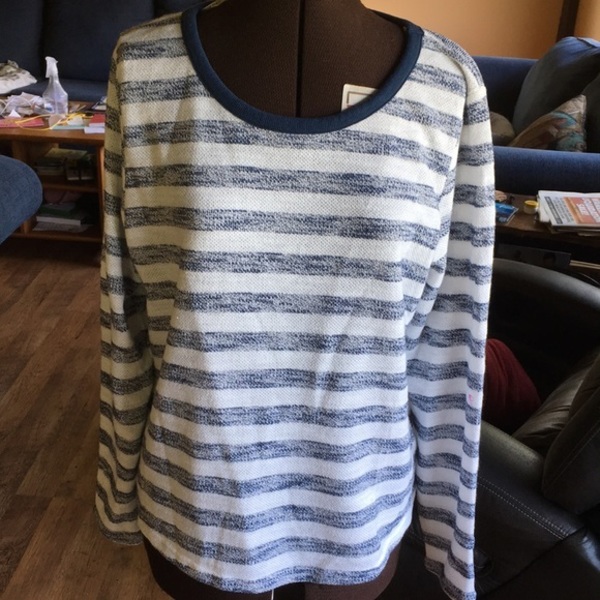 Shimmery Blue and White Striped Sweater is being swapped online for free