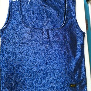 Flashy electric blue tank top size xs is being swapped online for free