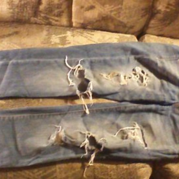 Comfortable, light blue, well worn denim is being swapped online for free